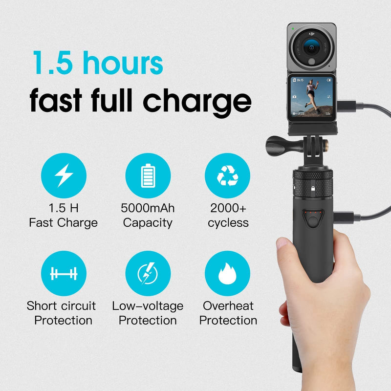 Smatree Charger Stick for DJI Osmo Action 2, 5000mah Portable Power Stick Compatible with DJI Action 2 Dual-Screen Combo, External Battery Charger with Dual Output Port for DJI Action 2