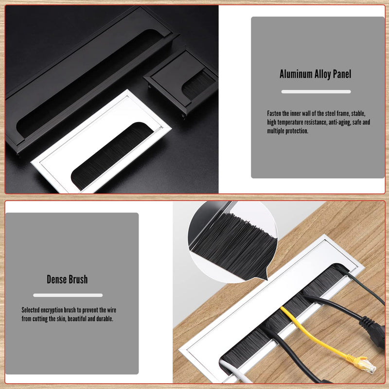 MroMax 5.83"x2.68" (Base L x Base W) Desk Grommet Aluminum Alloy 148x68mm Cable Hole Cover Cord Desk Rectangle Grommets Arrange Wires Organizer for Home Office Desk Cable Cord 1Pc Silver 160mm x 80mm (L x W)