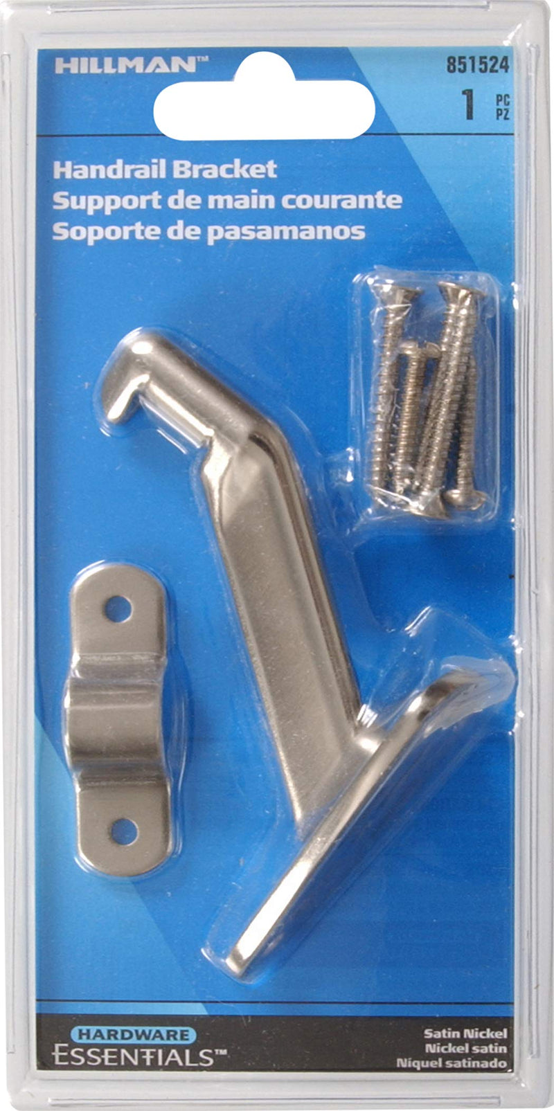 The Hillman Group The Hillman Group 851524 Handrail Bracket - Heavy Duty - Satin Nickel 1-Pack