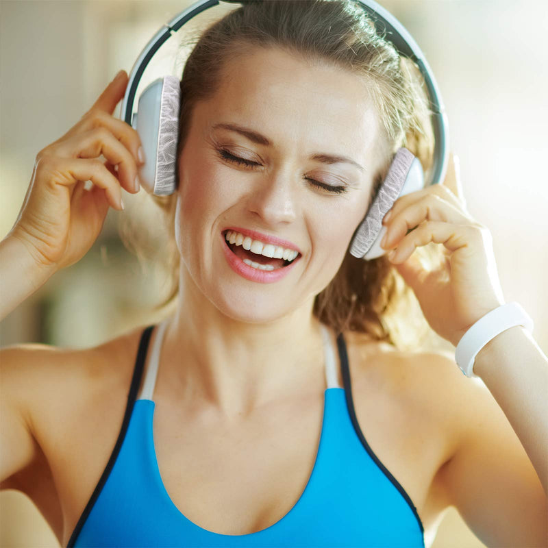 100 Pieces Headphone Ear Covers Disposable Earphone Overs Sanitary Non-Woven Stretch Earpad Covers Earcup Covers Fit for Most on Ear Headphones (8.5 cm) 8.5 cm White