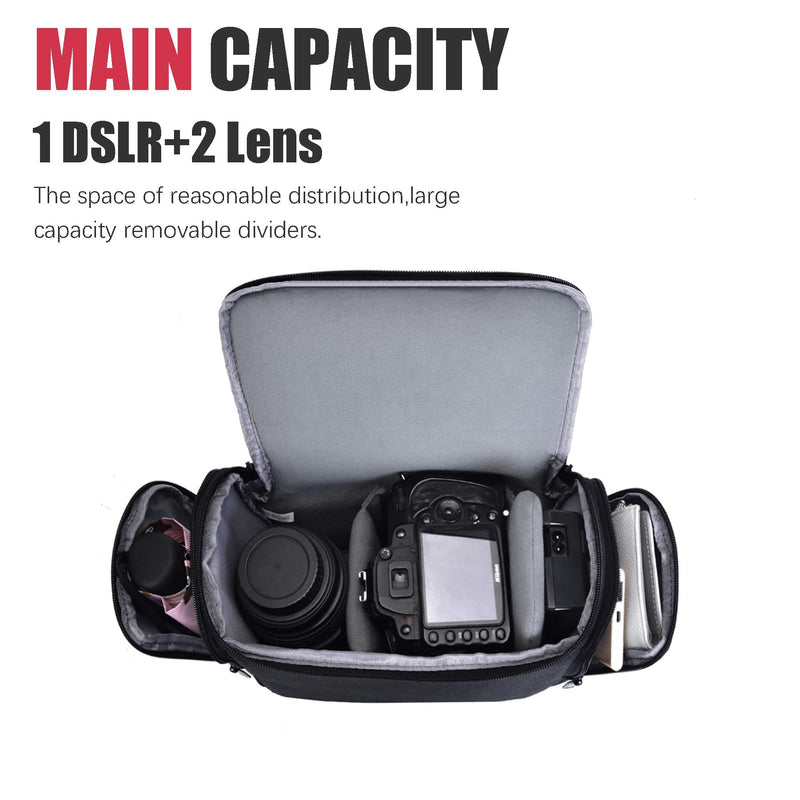 CADeN Camera Bag Case Shoulder Messenger Bag Compatible for Nikon, Canon, Sony, DSLR SLR Mirrorless Cameras and Lenses Black