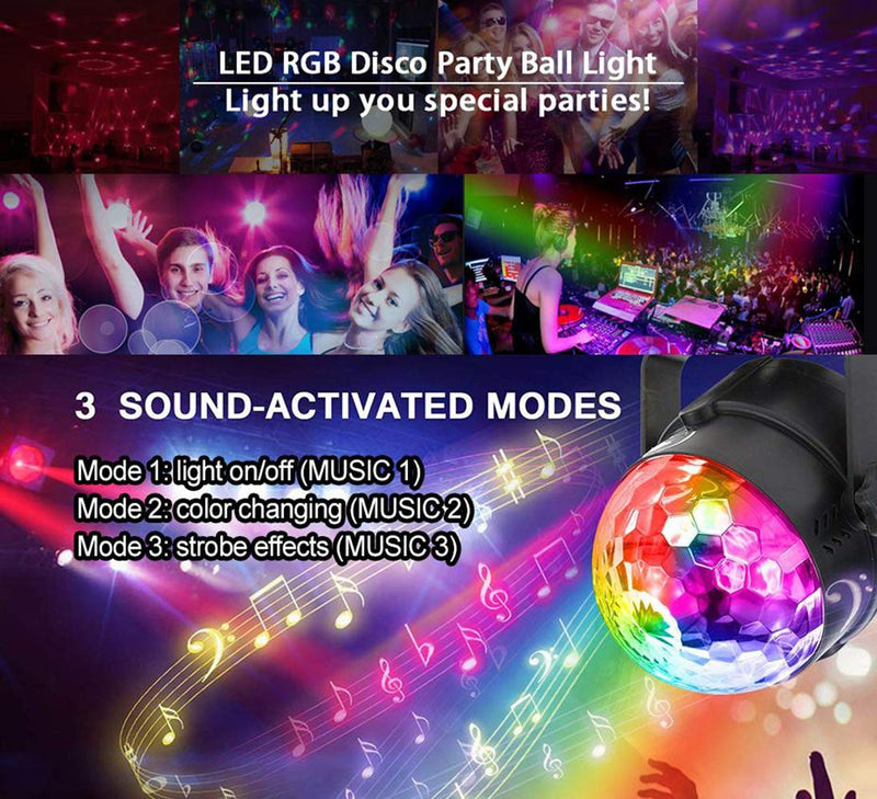 [AUSTRALIA] - Disco Ball Lights Superanl Stage Light Sound Activated Party Lights with Remote Control 7 Modes Strobe Lamp for Christmas Halloween Club Wedding Birthday Party Bar Shop Decoration 2-Pack 
