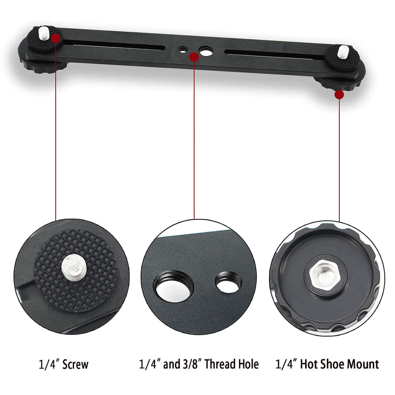 Zeetain 8"/20cm Dual Speedlite Camera Mount Tripod Bracket Flash Extension Bar,8" Dual Tripod Bracket for Camera,LED Video Light,DSLR Camera,Flash Light