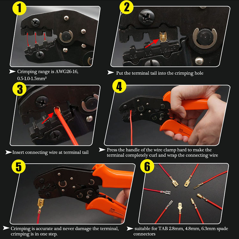 Twidec/Wire Crimping Pliers 0.25-10mm² Ratcheting Wire 28-18AWG Crimping Tools Manual Crimp Fold Tool SN-28B