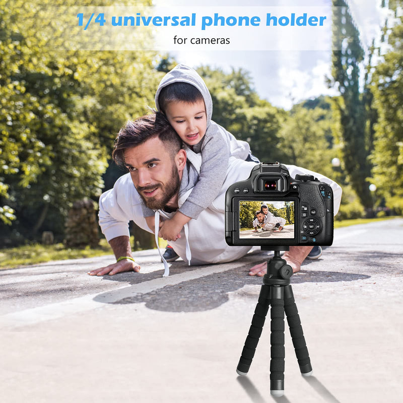 UBeesize Phone Tripod, Portable and Flexible Tripod with Wireless Remote and Clip, Cell Phone Tripod Stand for Video Recording (Black) Medium Black