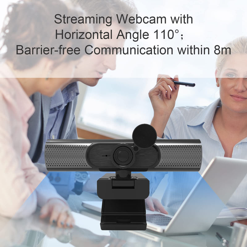 2K Webcam, Autofocus Dual Microphone Webcam with Privacy Cover, 2.0 USB Plug and Play Live Streaming Web Camera for Conferencing,Skype,Zoom