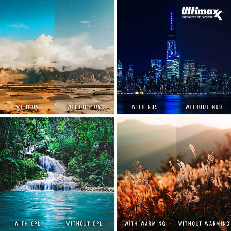 [AUSTRALIA] - 95MM Ultimaxx Professional Four Piece HD DigitalFilter Kit (UV, CPL, ND9, Warming Filters) for Camera Lens with 95MM Filter Thread and Protective Filter Pouch 