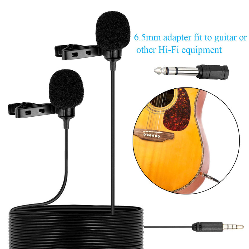[AUSTRALIA] - BOYA BY-M1DM Dual Lavalier Microphone, Lapel Clip-on Omnidirectional Condenser Mic for iOS iPhone Android Phone DSLR Camera Guitar Recording YouTube Interview Podcast Blog Vlog 