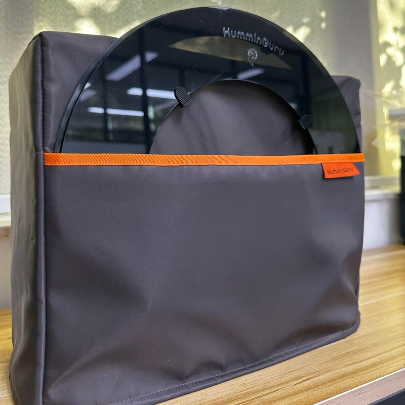 HumminGuru Premium Dust Cover with Front Pocket for Ultrasonic Vinyl Record Cleaner(HG01)- Store 7”/10” Record Adapters, Vinyl Record Cleaning Kit, and The Manual Instruction etc. (Premium Dust Cover)