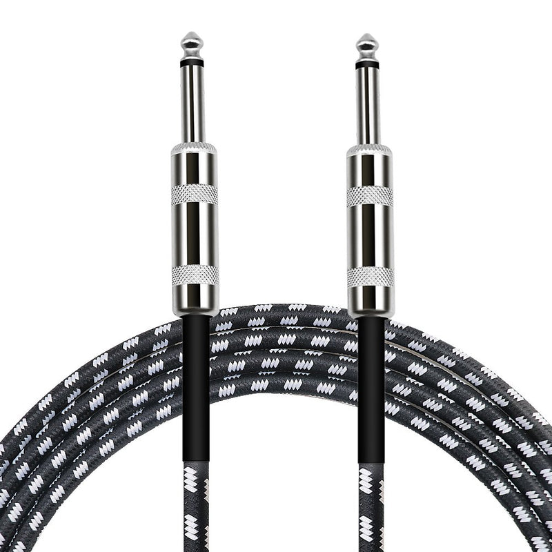 Yeung Qee Guitar instrument Cable 5m,Right Angle 1/4 Inch TS to Straight 1/4 Inch TS Guitar Cable for electric guitar, bass guitar, electric mandolin, pro audio Black White
