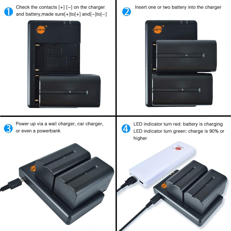 [AUSTRALIA] - DSTE Replacement for 2X NP-F750 Battery + Rapid Dual Battery Charger with Micro USB Cable Compatible Sony CCD-TRV215 CCD-TR917 CCD-TR315 HDR-FX1000 HDR-FX7 HVR-V1U HVR-Z7U HVR-Z5U as NP-F730 NP-F770 