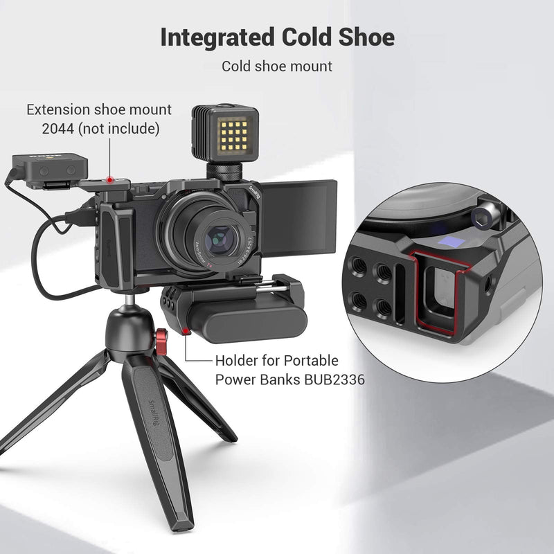 SMALLRIG Camera Cage for Sony ZV1 Camera, with Silicone Gel Grip, Cold Shoe Mount - 2938