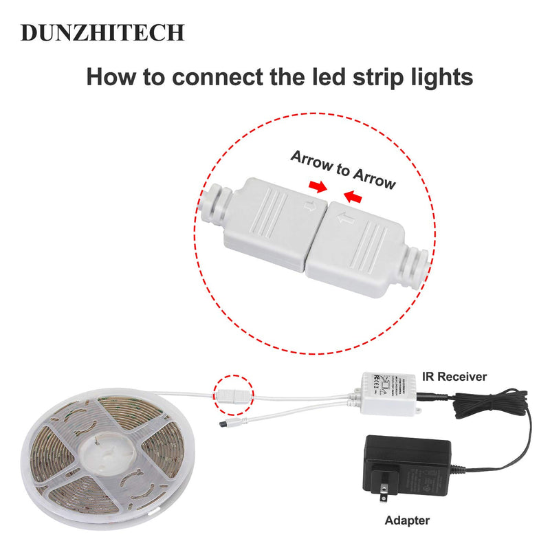 [AUSTRALIA] - DUNZHITECH Led Waterproof Strip Light kit 5m/16.4ft with 44 Keys IR Remote Controller and DC12V Power Supply/Adapter  Color tunable 5050 RGB 150 Pcs LEDs Light Strips Kit for Home,DIY Decoration 16.4Ft-Waterproof 