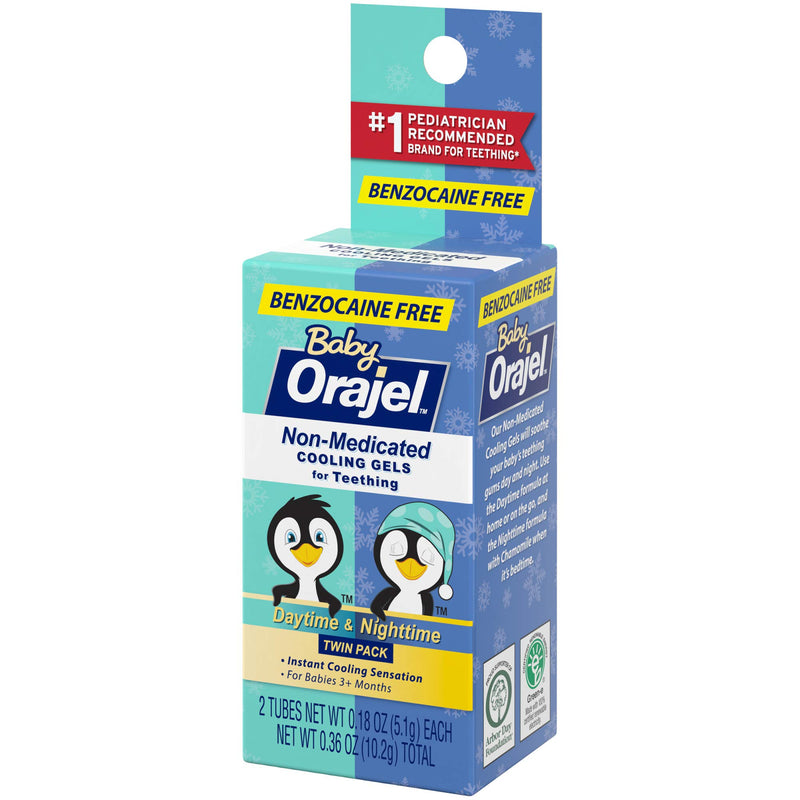 Orajel Baby Daytime and Nighttime Non-Medicated Cooling Gels for Teething, 2 tubes, 0.18 oz each