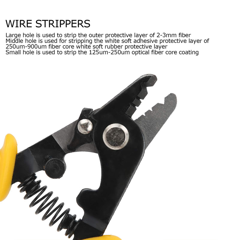 Wosune Stripping Pliers, 3 Holes Wire Strippers Pliers Fiber Wire Strippers Surface Blackening Treatment for Industry for Laboratory for Worker for Factory