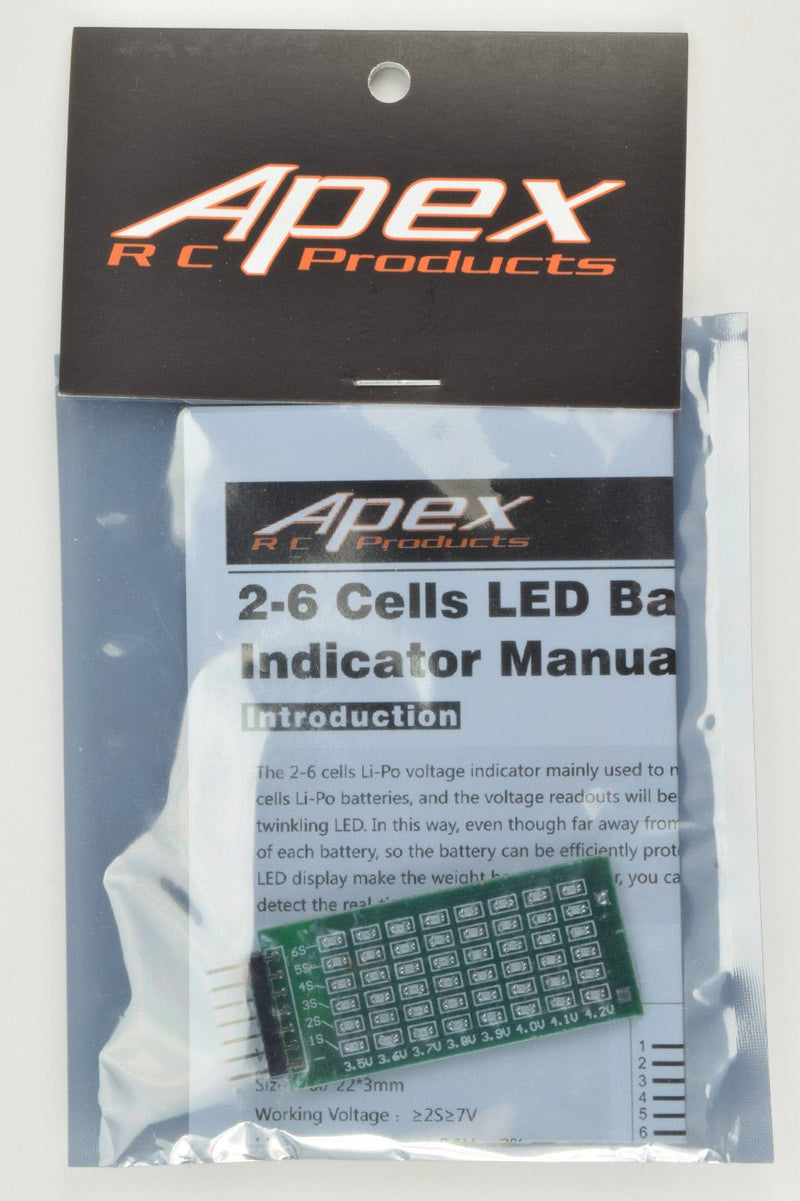 Apex RC Products 2-6 Cell LED Lipo Battery Voltage Checker Gauge #1660