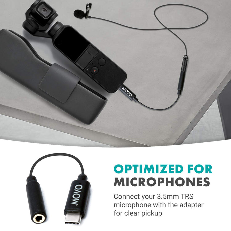 Movo PMA-1 DJI Osmo Pocket Microphone External Sound Adapter USB Type-C to 3.5mm TRS External Microphone and Audio Adapter is The Perfect Microphone Adapter for Your DJI Osmo Pocket Accessories kit