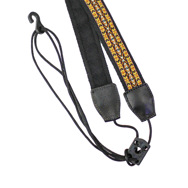 Walker & Williams UK-11 Gold & Yellow Woven Cotton & Nylon Adjustable Ukulele Strap for Any Size Uke