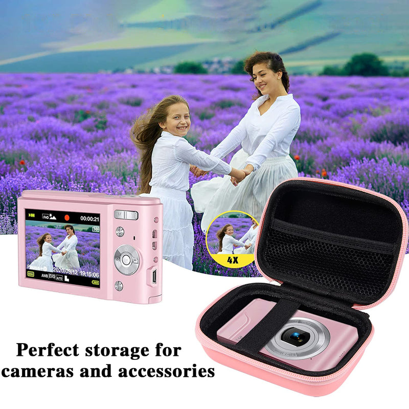 Leayjeen Digital Camera Case Compatible with Lecran/Besungo and Many More Compact Portable Mini Digital Video&Photography Camera for Students, Teens, Kids (Case Only) Pink