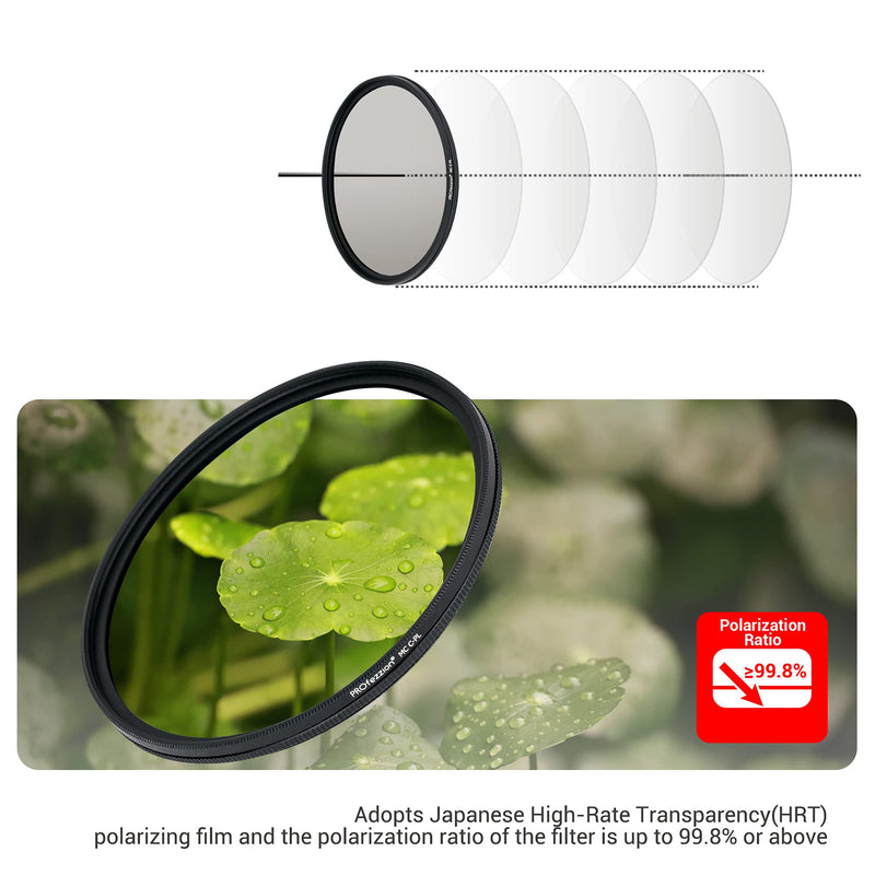 PROfezzion 77mm Circular Polarizer Filter for Canon EF 16-35mm f4L, EF 24-70mm f4L/Nikon AF-S 16-35mm f4G, Ultra Slim Multi-Coated Circular Polarizing Filter 12 Layers CPL Camera Lens Filter