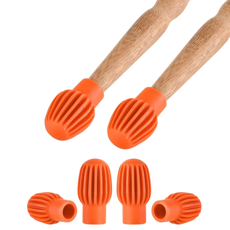 Alnicov 4 Pieces Drum Mute Drum Dampener Silicone Drumstick Silent Practice Tips for Drums Replacement Accessory,Orange