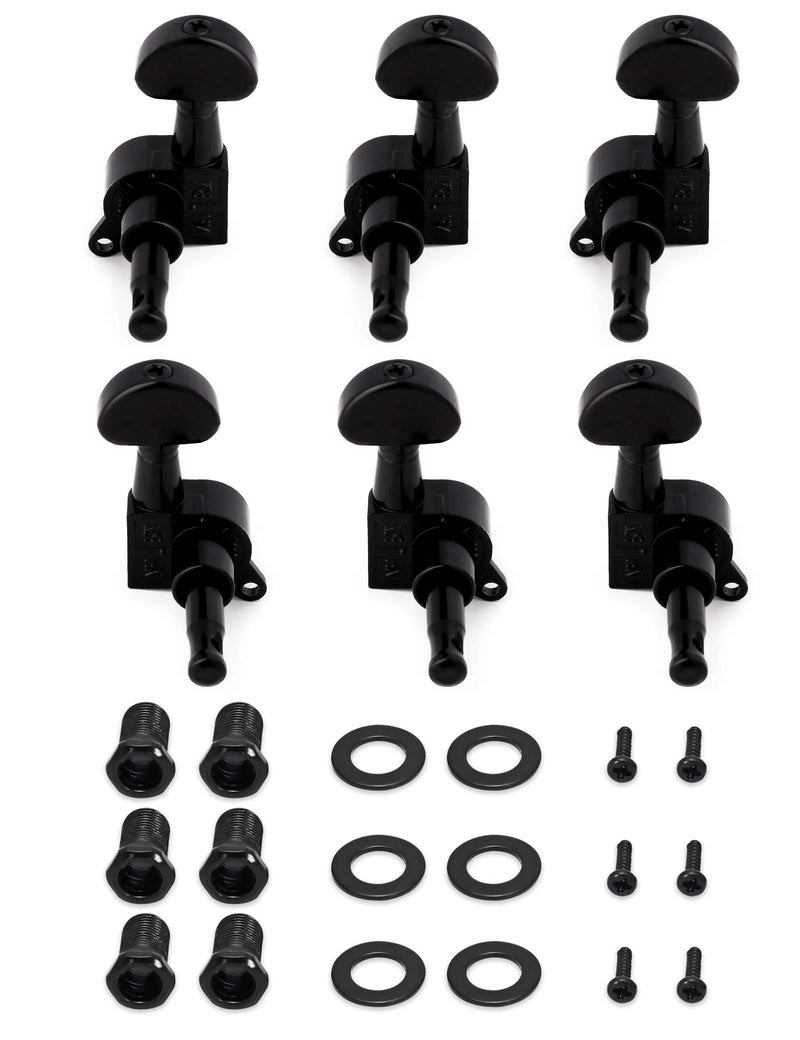 Holmer Sealed String Tuning Pegs Tuning Keys Machine Heads Tuners for Electric Guitar or Acoustic Guitar 3 Left 3Right Black.