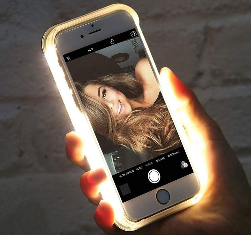 QWIFEY Selfie Light up Case for iPhone 12 Pro Max 6.7 inch,LED Double Light case with Back and Front Dual Rechargeable Selfie Light and Luminous Light for iPhone 12 Pro Max(6.7 inch only, Rose Gold)