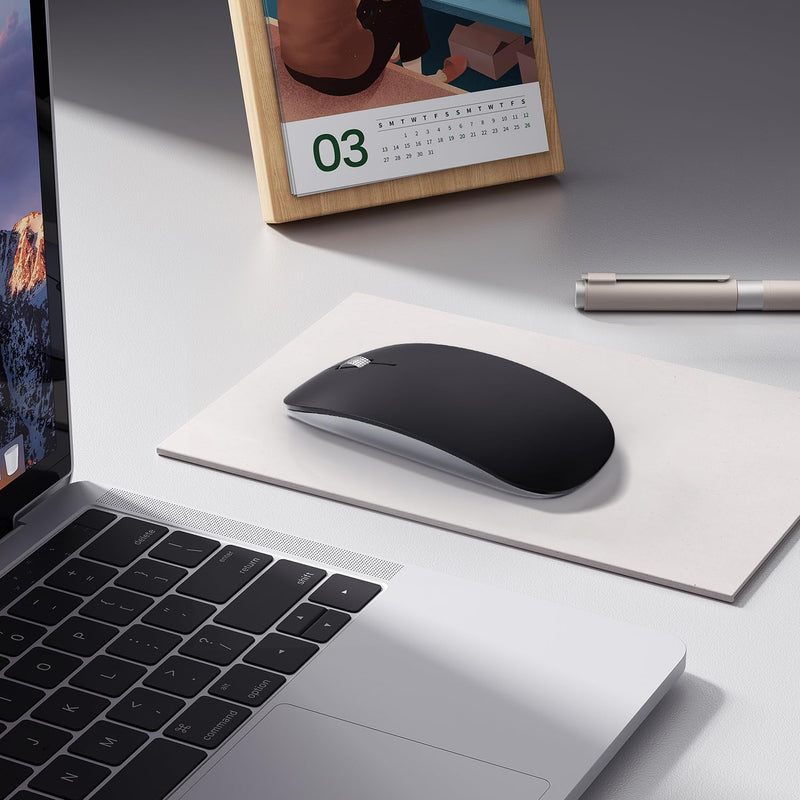 Uiosmuph Wireless Mouse, USB C Rechargeable Computer Mouse, Slim Silent Mice 2.4GHz Optical with USB Nano Receiver and Type C Receiver for Laptop/Mac/PC Matte Black