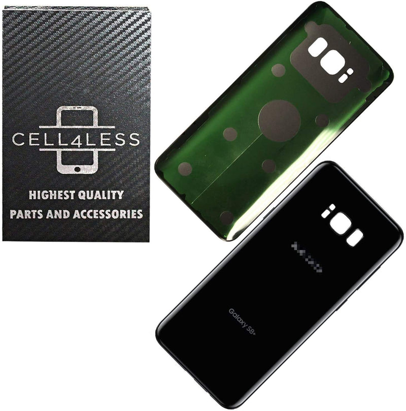 CELL4LESS Replacement Back Glass Cover Back Battery Door w/Custom Removal Tool & Pre-Installed Adhesive for Samsung Galaxy S8 Plus OEM - All Models G955-2 Logo - OEM Replacement (Midnight Black) Midnight Black