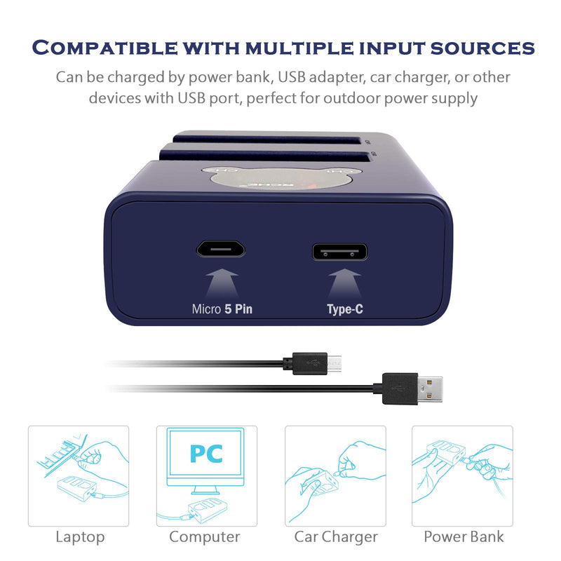 ARCHE NP-FM50 NPFM50 NP FM50 Battery Charger Replacement Dual LCD USB Charger for Sony NP-FM30, FM51, FM50, FM55H, FM71, FM91, QM50, QM51 and More Camera Battery