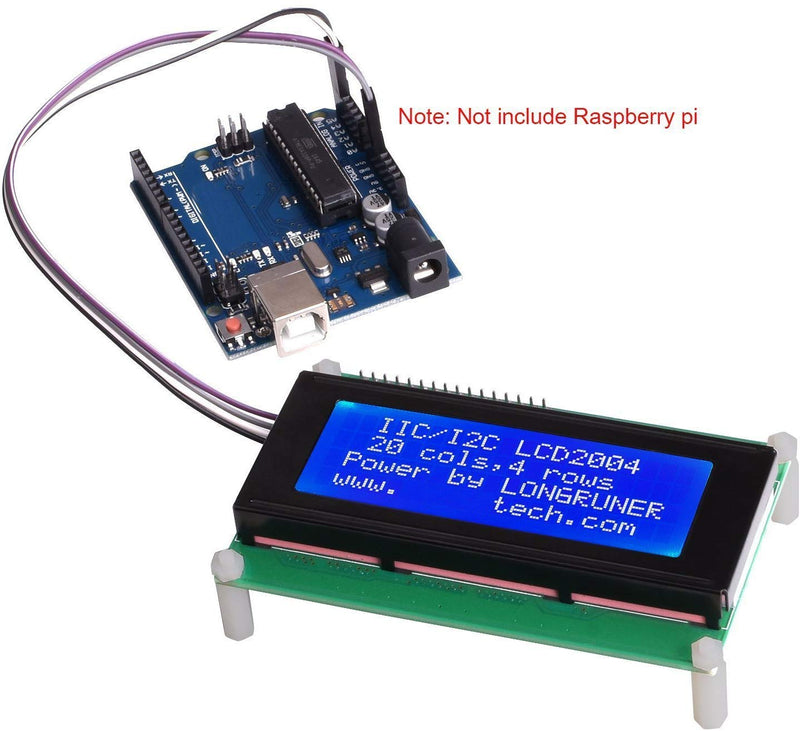 for ArduinoIDE, Longruner 20x4 LCD Display Module IIC/I2C/TWI Serial 2004 with Screen Panel Expansion Board White on Blue, 4 pin Jump Cables Wire Included