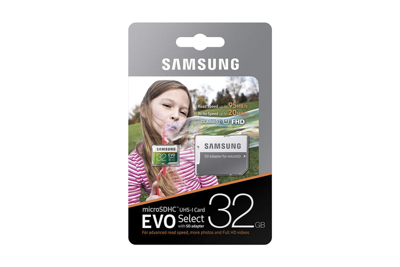 SAMSUNG (MB-ME32GA/AM) 32GB 95MB/s (U1) microSDHC EVO Select Memory Card with Full-Size Adapter