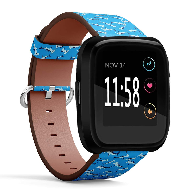 Compatible with Fitbit Versa, Versa 2, Versa Lite - Quick Release Leather Wristband Bracelet Replacement Accessory Band - Sharks Hammer