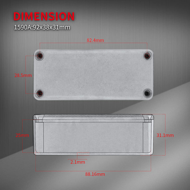 Daier 6PCS 1590A Metal Guitar Pedal Enclosure Diecast Aluminum Stomp Box Case 92x38x31 MM Unfinished for Guitar Effect Toggle Switch Box