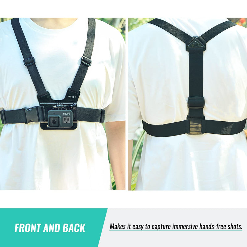 Wealpe Chest Mount Harness Chesty Strap Compatible with GoPro Hero 10, 9, 8, 7, Max, Fusion, Hero (2018), 6, 5, 4, Session, 3+, 3, 2, 1, DJI Osmo, Xiaomi Yi Cameras