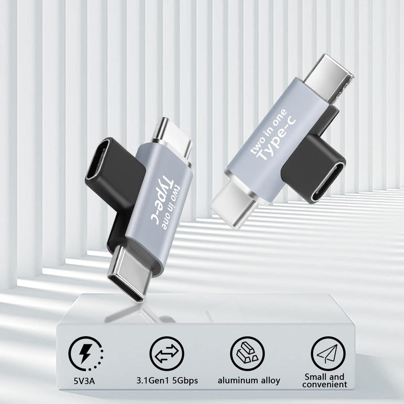 GELRHONR 2 in 1 USB C Adapter,USB Type-C Female to Dual Male Splitter Support 5V3A Fast Charging 3.1Gen1 5Gb Data Transfer for Type-C Devices-2Pack