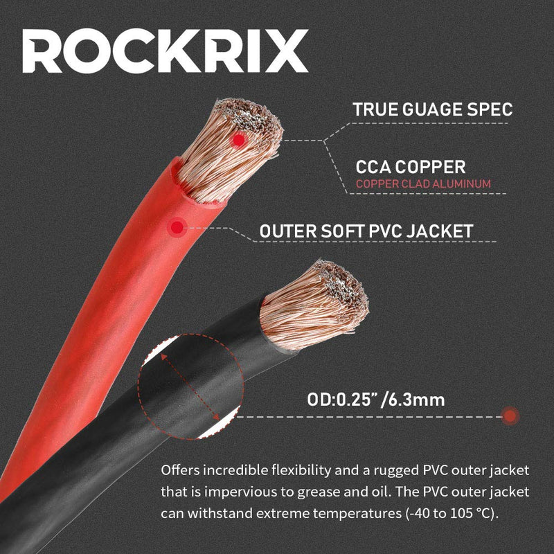 ROCKRIX Car Audio Wiring Kit - 8 Gauge 20 Ft Power Cable - Complete Audio Amplifier Installation & Wiring Kit
