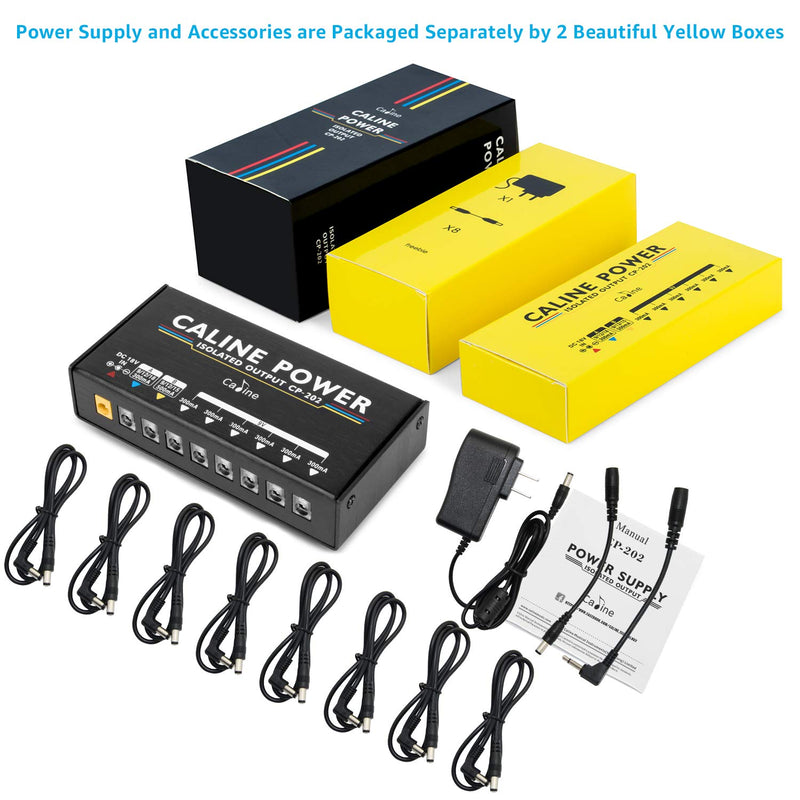 Guitar Pedal Power Supply High Current 8 Isolated DC Output for 300mA 500mA 9V/12V/15V/18V Effect Pedal with Adjustable Output Voltage, Short Circuit and Over Current Protection CP-202