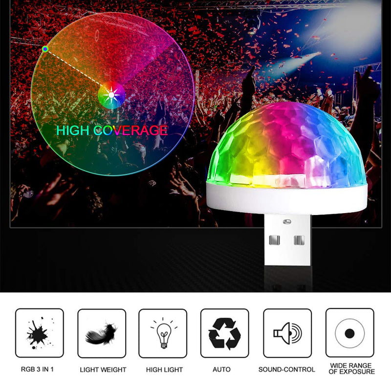 USB Mini Disco Light, LED Small Magic Ball Party Lights Multi Colors Stage Light Decoration for Christmas, Birthday, Club, Applicable to USB Interface