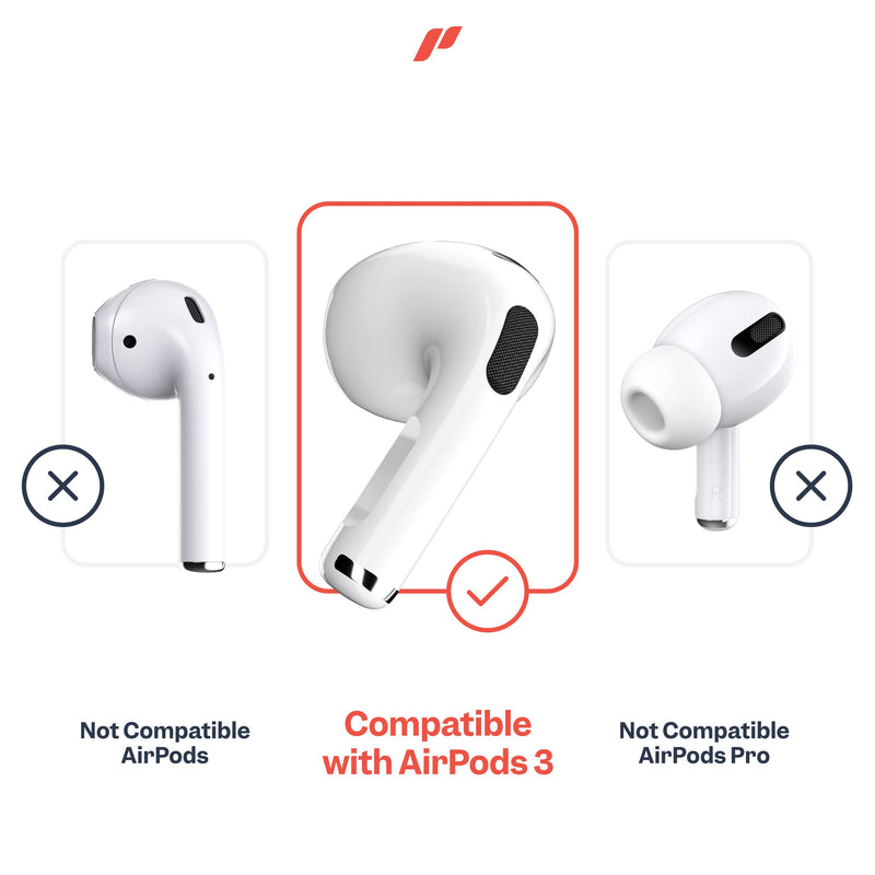 Proof Labs 3 Pairs AirPods 3 Ear Hooks Covers [Added Storage Pouch] Grip Tips Anti Slip Wings Accessories Compatible with Apple AirPod 3rd Generation (White, Medium) PL_S11_WHT_MD