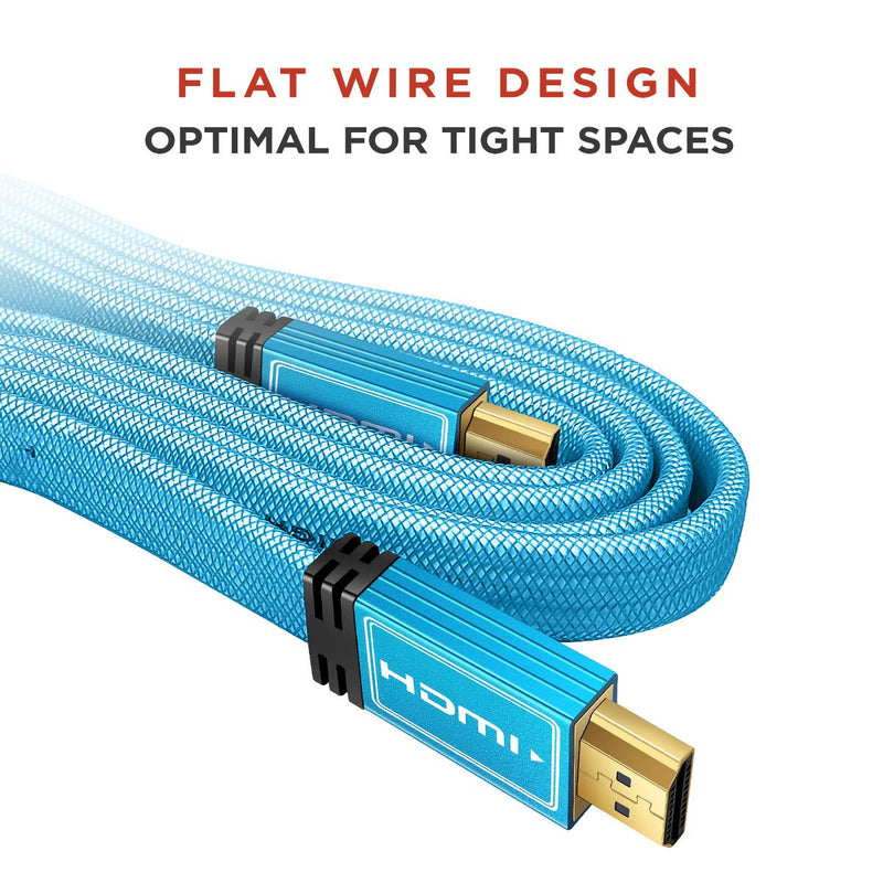 Buyer’s Point 4K HDMI Cable High Speed 24Gbps Flat HDMI 2.0 Cable - 24AWG Nylon Braided HDMI Cord - HDCP 2.2-4K HDR, 3D, 2160P, 1080P - Compatible with TV, Blu-ray, PS4/3, PC - 10ft (3m) (1 Pack) 3.0M 1 Pack