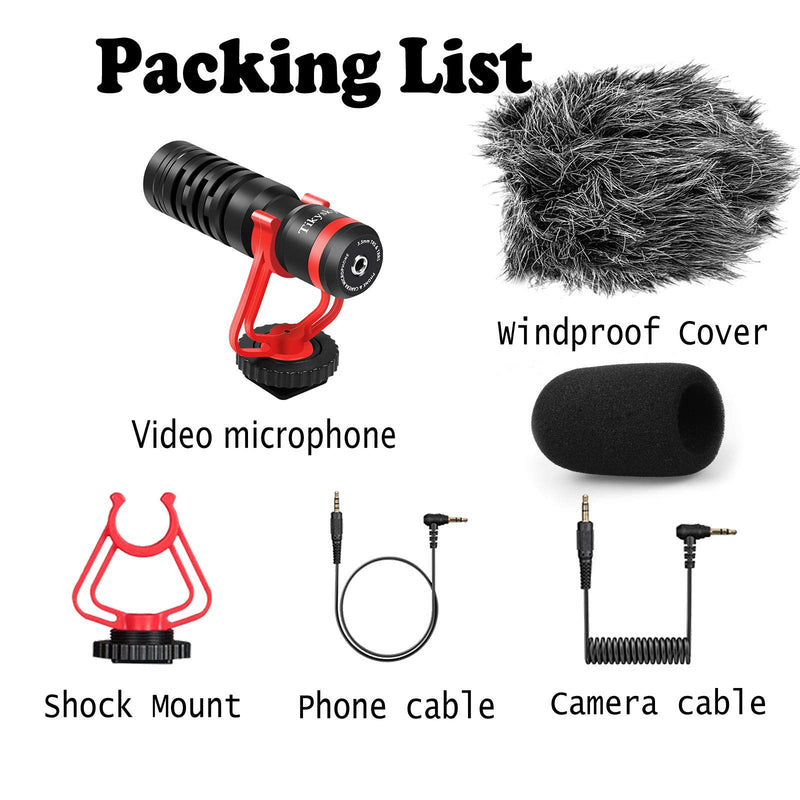 Video Microphone,Tikysky M-2 Camera Microphone Phone Mic for Smartphone iPhone DSLR Canon Nikon Sony Panasonic Fuji