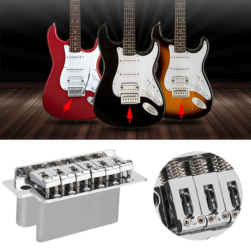 Guitar Tremolo Bridge, Zinc Alloy 6 Strings Electric Guitar Tremolo Bridge with Bar Repair Parts for Stratocaster