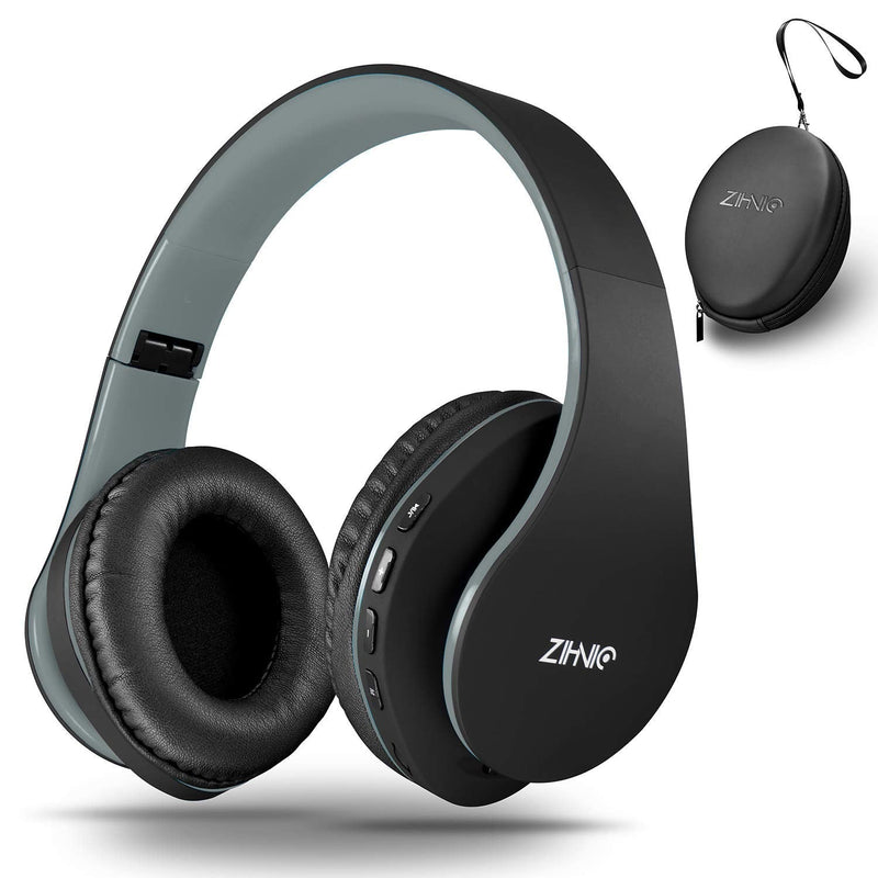 2 Items,1 Black Zihnic Over-Ear Wireless Headset Bundle with 1 Black Gray Zihnic Foldable Wireless Headset