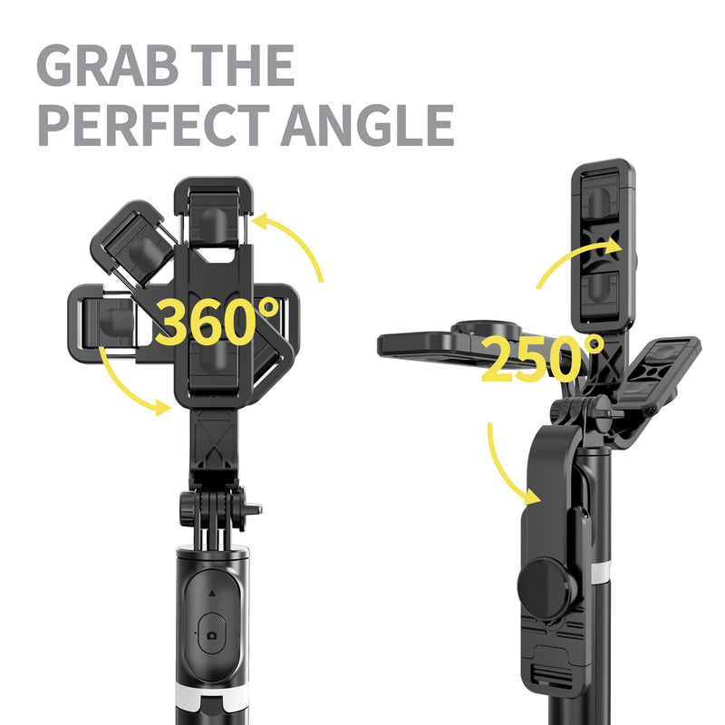 Selfie Stick Tripod, All in One Extendable & Portable iPhone Tripod Selfie Stick with Wireless Remote Compatible with iPhone 13 12 11 pro Xs Max Xr X 8Plus 7, Galaxy Note10/S20/S10/OnePlus 9/9 PRO etc
