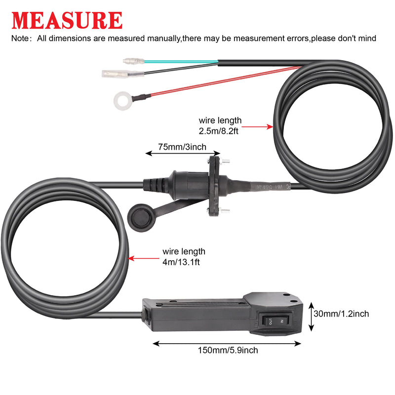 12V Winch Corded Hand Controller Remote Control Kit for ATV UTV Winch