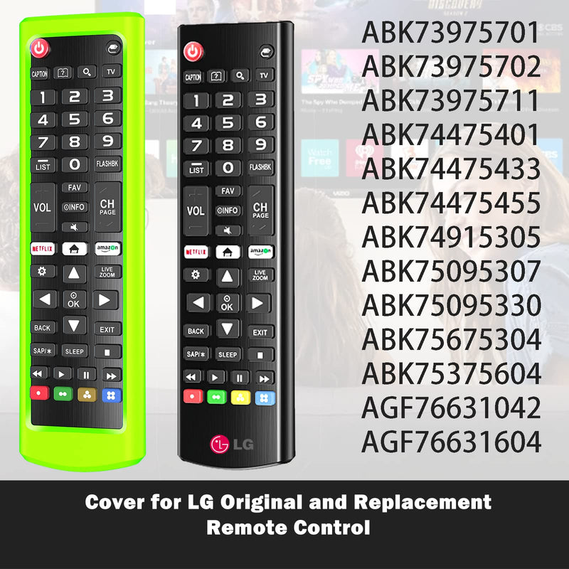 Case for LG TV Remotes, Remote Cover for LG Smart TV Remote Control AKB75095307 AKB75375604 AKB74915305 Original, Replacement Silicone Skin Sleeve Glow in The Dark Green