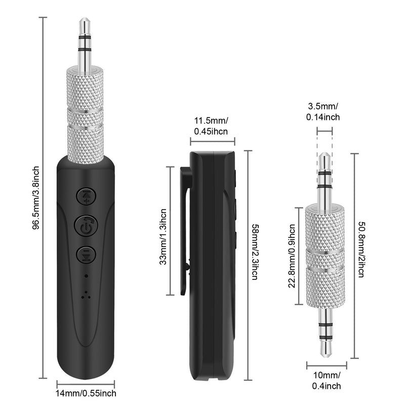 Bluetooth Receiver Portable Zidzon Car Adapter&Bluetooth Car Aux Adapter for Music Streaming Sound System Audio Adapter & Wireless Car Kits for Home/Car Audio Stereo System Data Cables(Black) Black