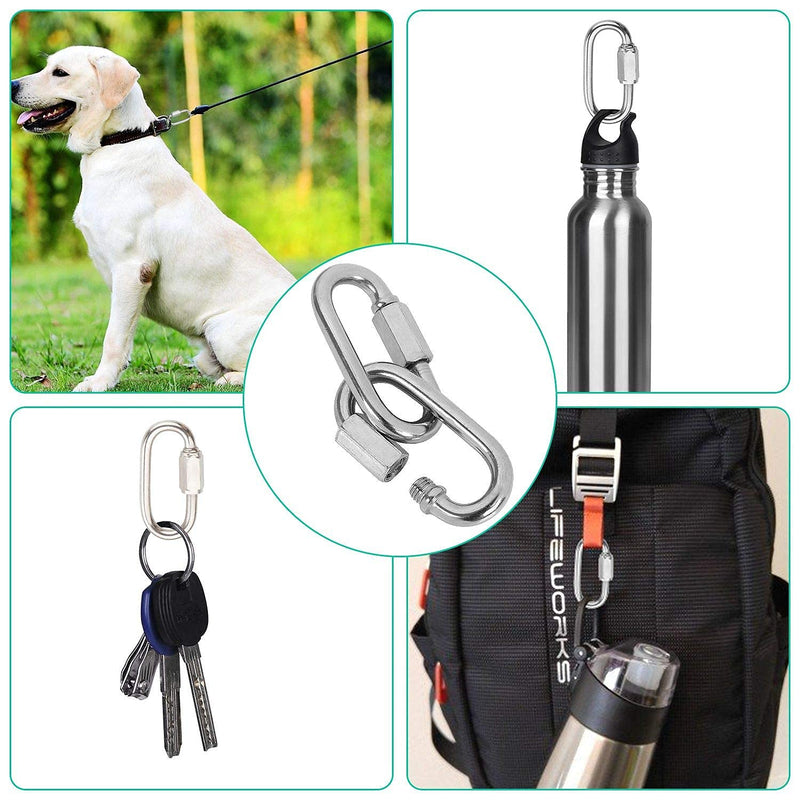Uporstvo Quick Link 5/32Inch 304 Stainless Steel, 20Pcs Oval Threaded Chain Link M4,D Shape Repair Chain,500Lbs Capacity,Large Dog Chain,Camping Equipment M4-20PCS