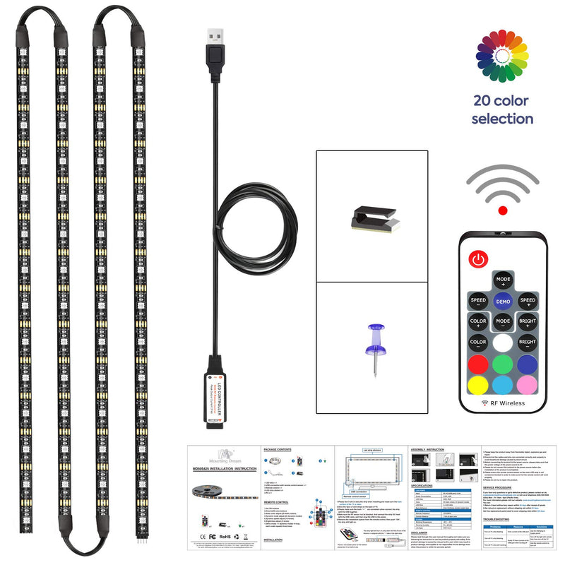 [AUSTRALIA] - Mounting Dream Led TV Backlight with Remote 9.8ft for 42-70 inch TVs, Waterproof USB TV Backlight Kit, LED Light Strip with 20 Colors Changing 5050 for Car, Bedroom, HDTV, PC Monitor, Home, MD50S425 